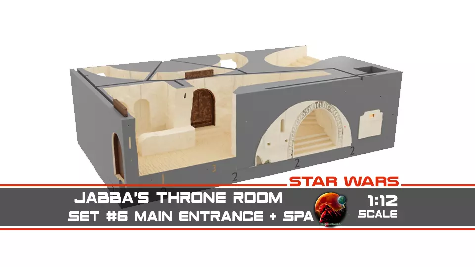 Jabbas Throne Room -Set 6- Main Entrance 1-12 scale Blackseries 3D print model_0