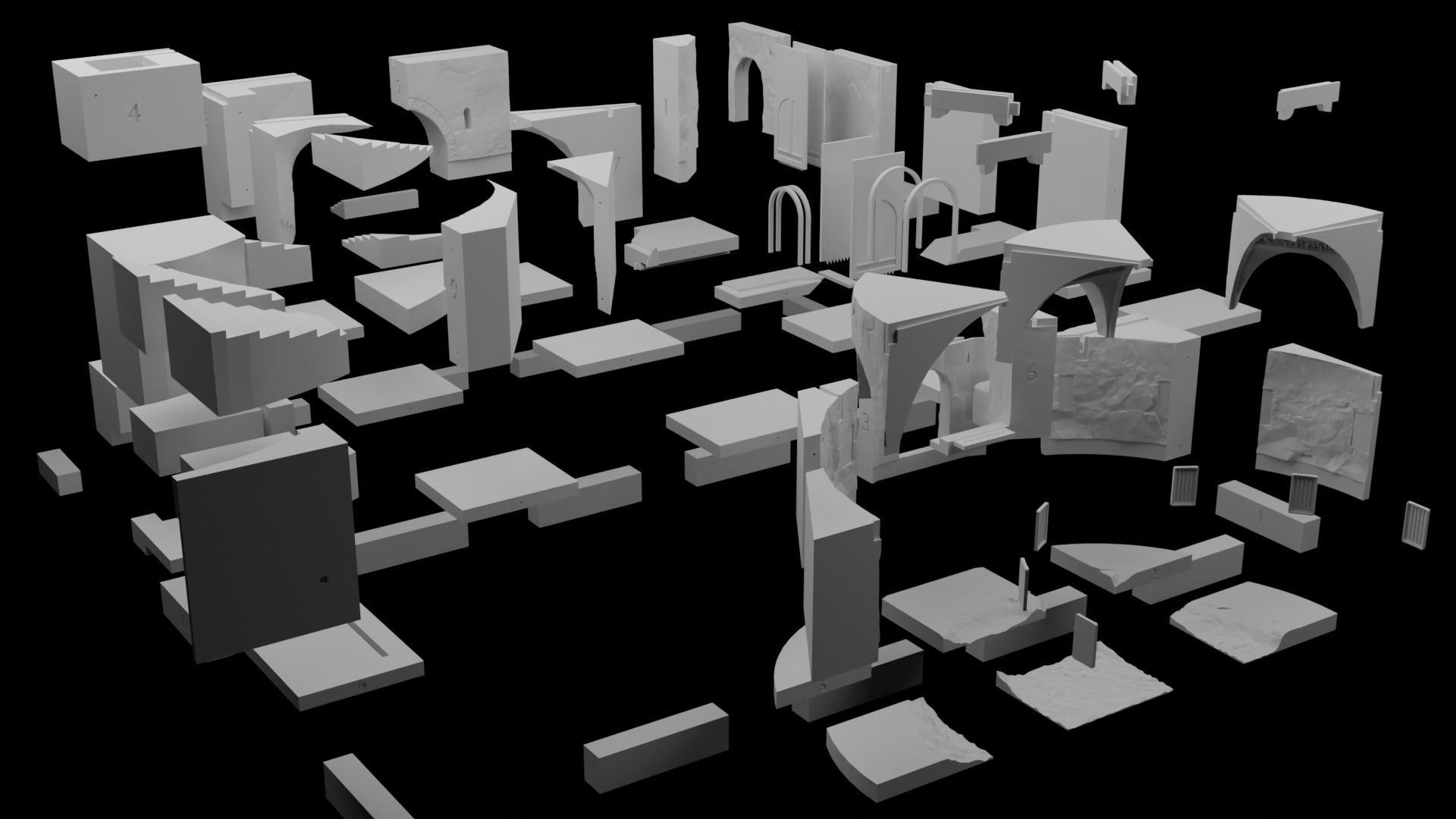 Jabbas Throne Room -Set 6- Main Entrance 1-12 scale Blackseries 3D print model_13