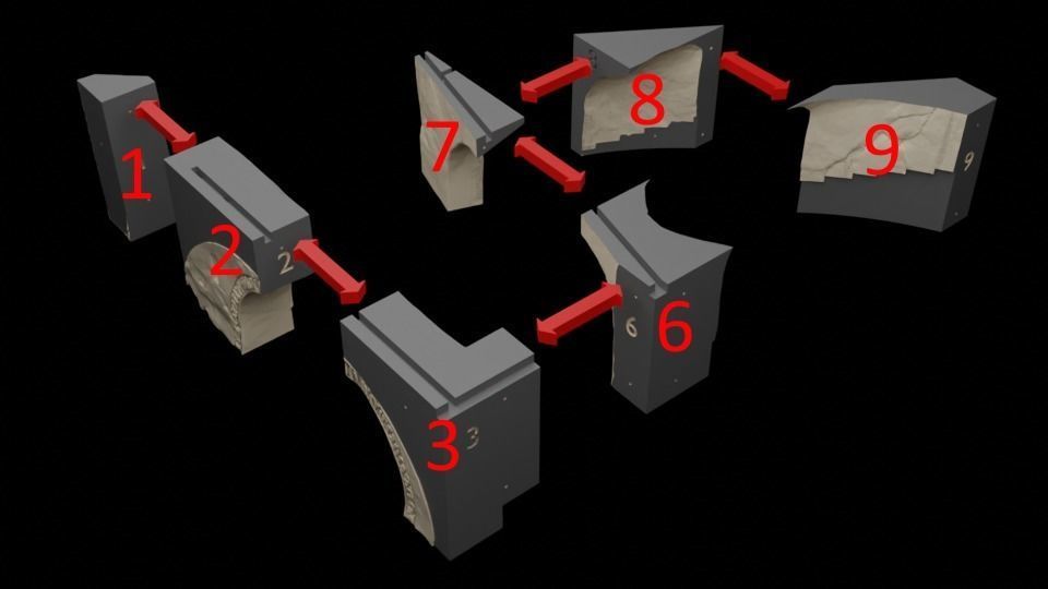 Jabbas Throne Room -Set 6- Main Entrance 1-12 scale Blackseries 3D print model_23