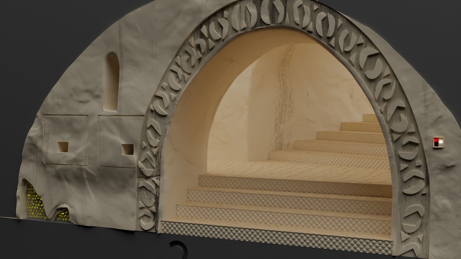 Jabbas Throne Room -Set 6- Main Entrance 1-12 scale Blackseries 3D print model_10