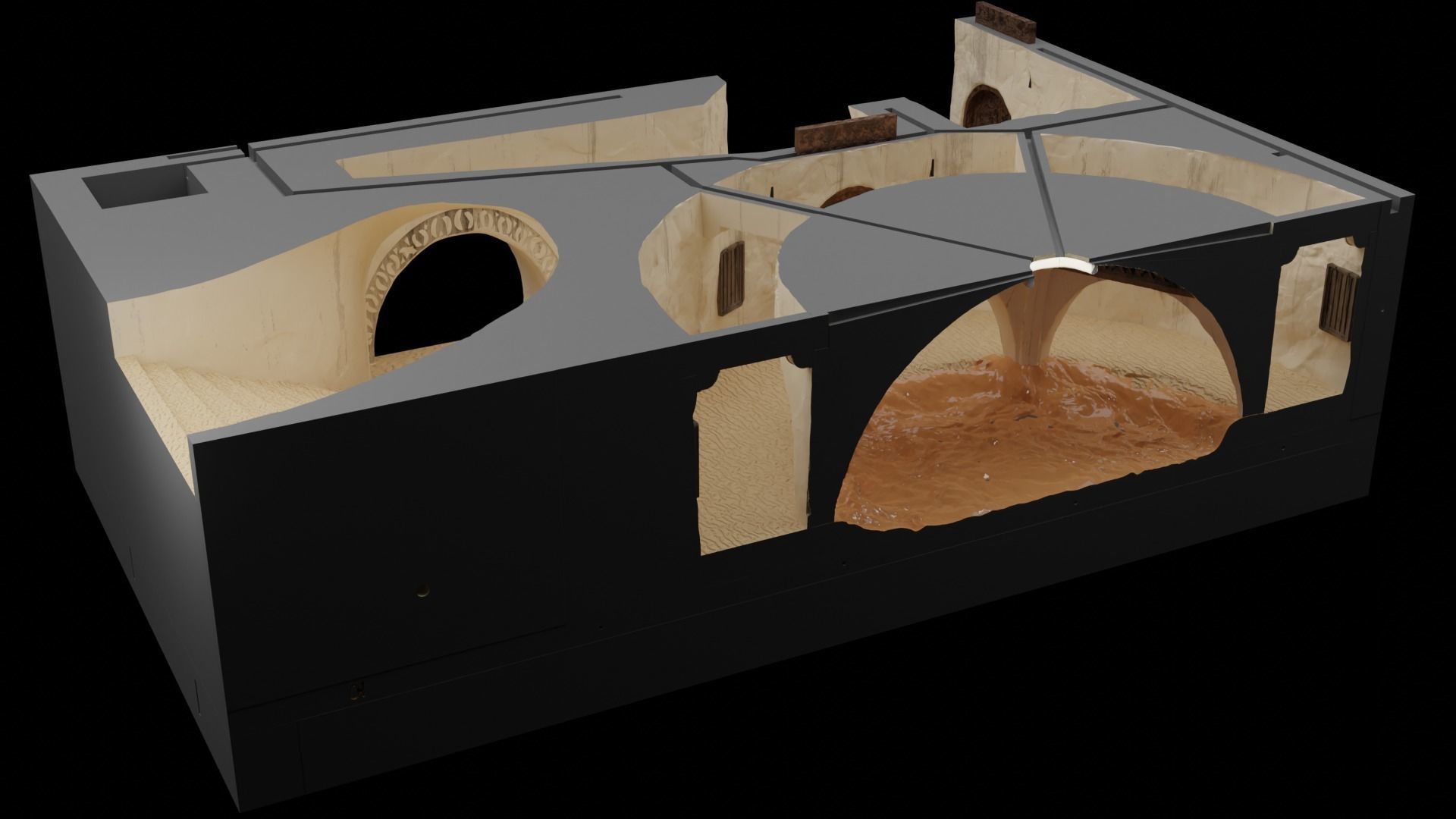 Jabbas Throne Room - Set 6 - Main Entrance 1-18 scale Kenner 3D print model_3