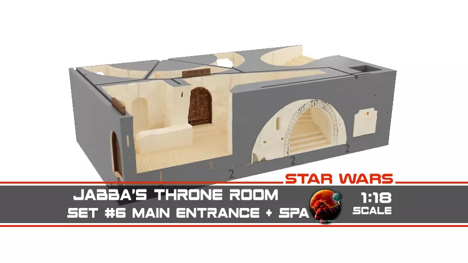 Jabbas Throne Room - Set 6 - Main Entrance 1-18 scale Kenner 3D print model_0