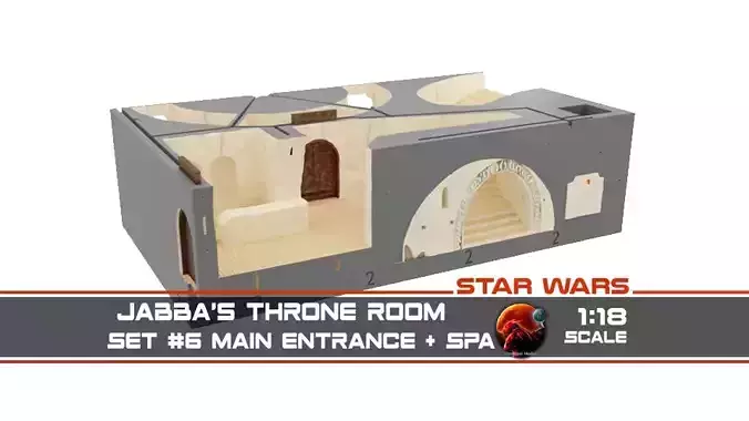 Jabbas Throne Room - Set 6 - Main Entrance 1-18 scale Kenner 3D print model
