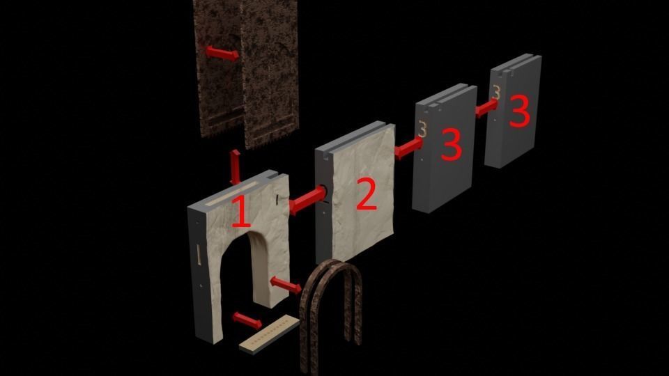 Jabbas Throne Room - Set 6 - Main Entrance 1-18 scale Kenner 3D print model_22