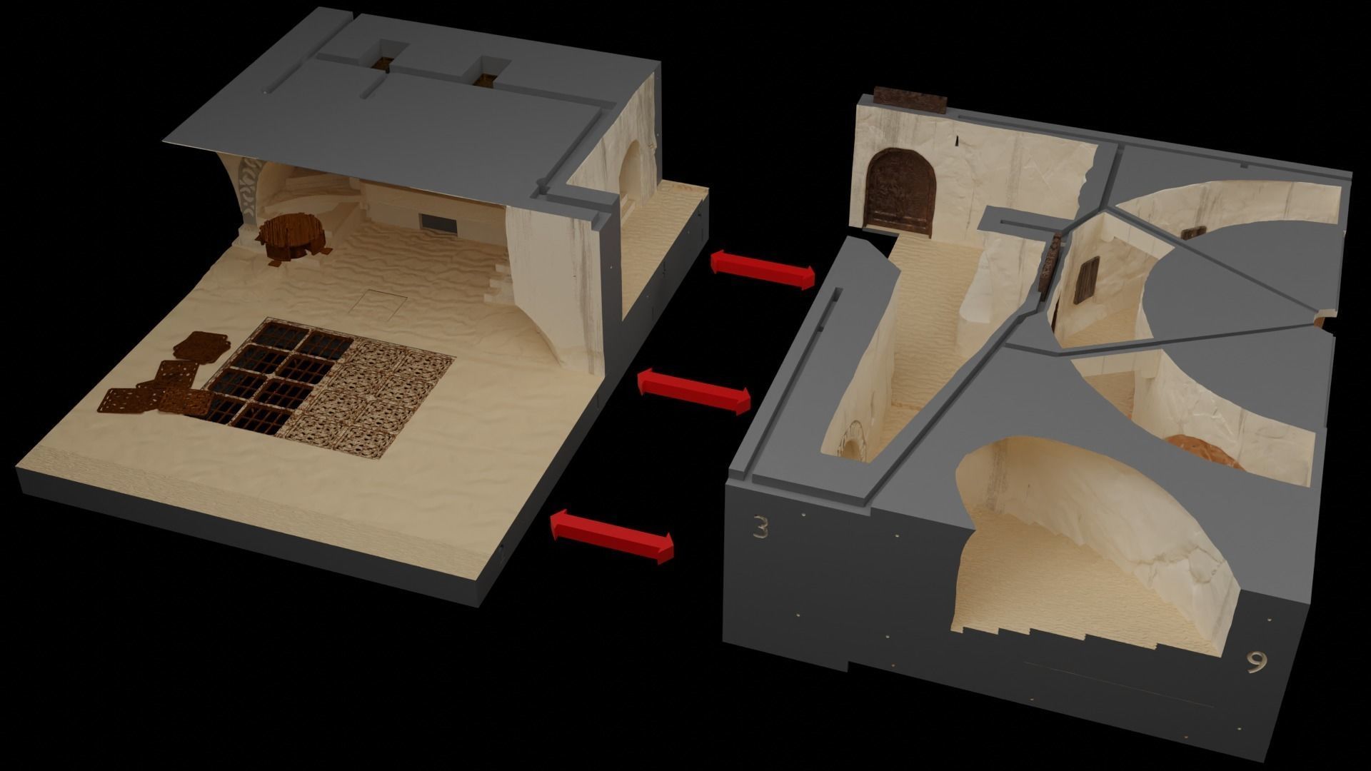 Jabbas Throne Room - Set 6 - Main Entrance 1-18 scale Kenner 3D print model_41