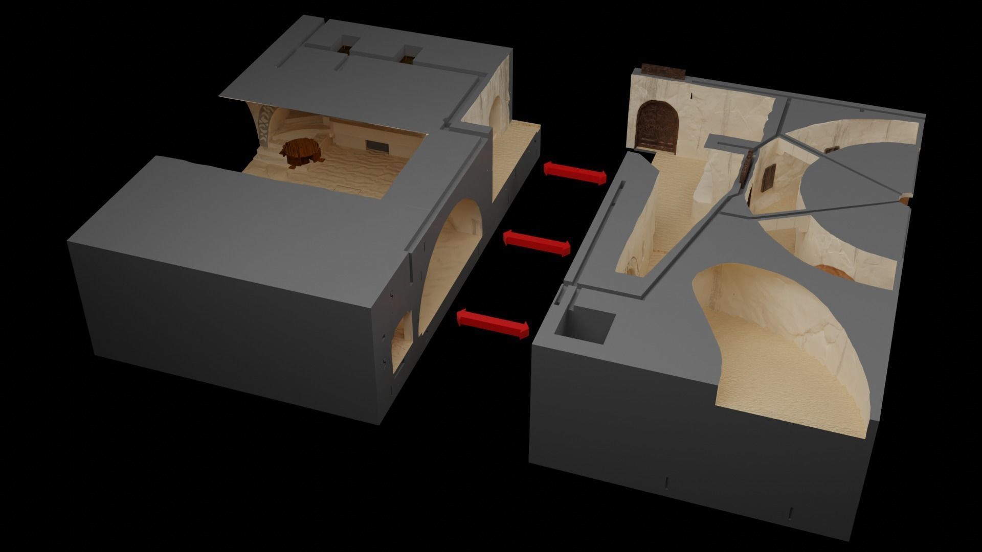 Jabbas Throne Room - Set 6 - Main Entrance 1-18 scale Kenner 3D print model_42