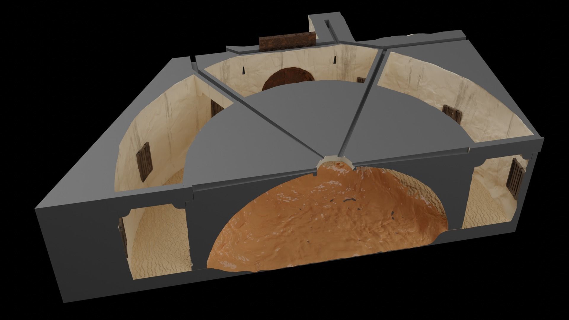 Jabbas Throne Room - Set 6 - Main Entrance 1-18 scale Kenner 3D print model_40