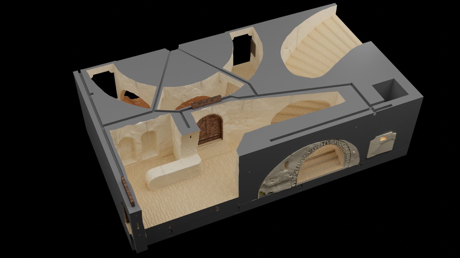 Jabbas Throne Room - Set 6 - Main Entrance 1-18 scale Kenner 3D print model_5