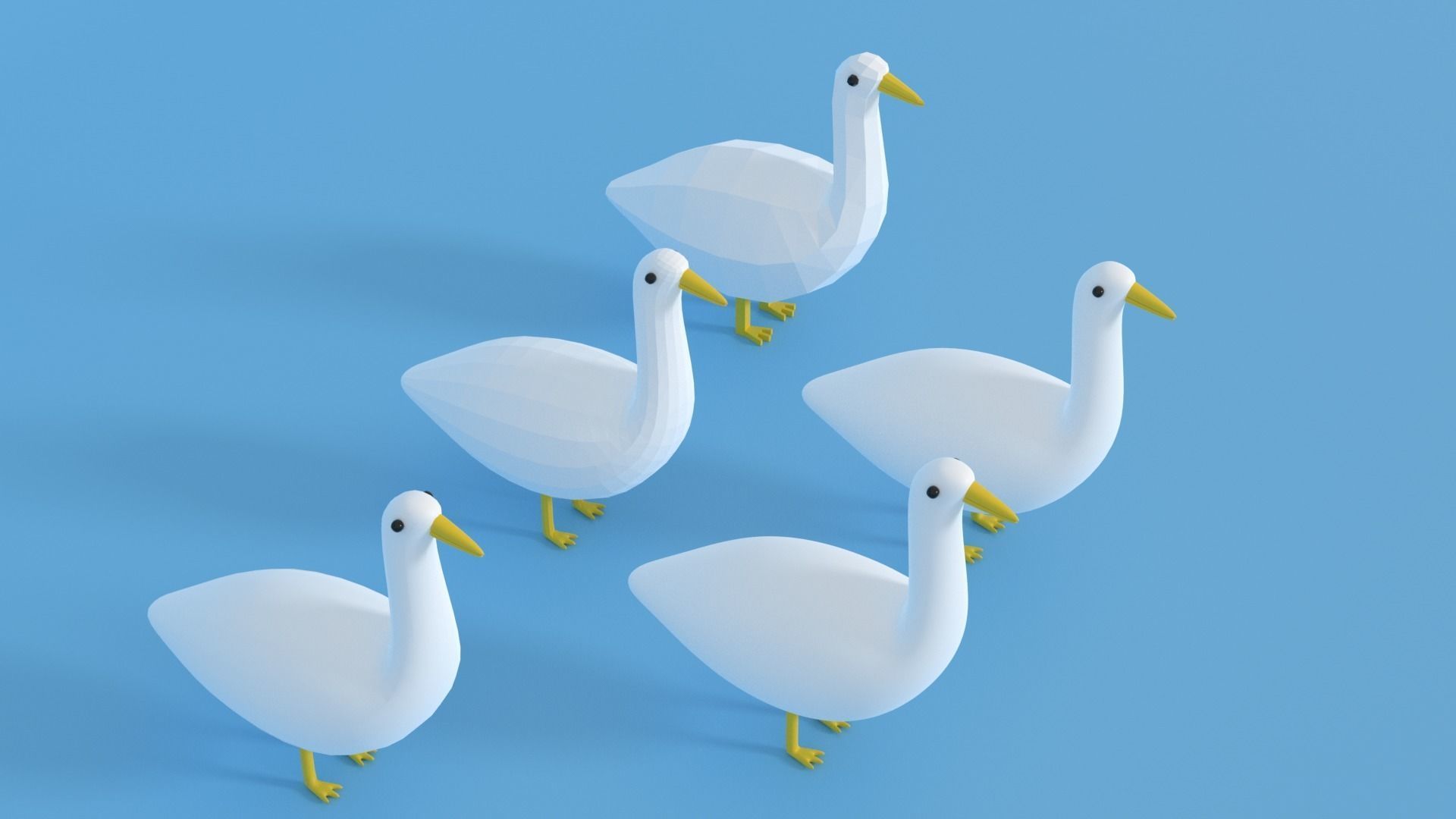 Cartoon Goose Low-poly 3D model_3