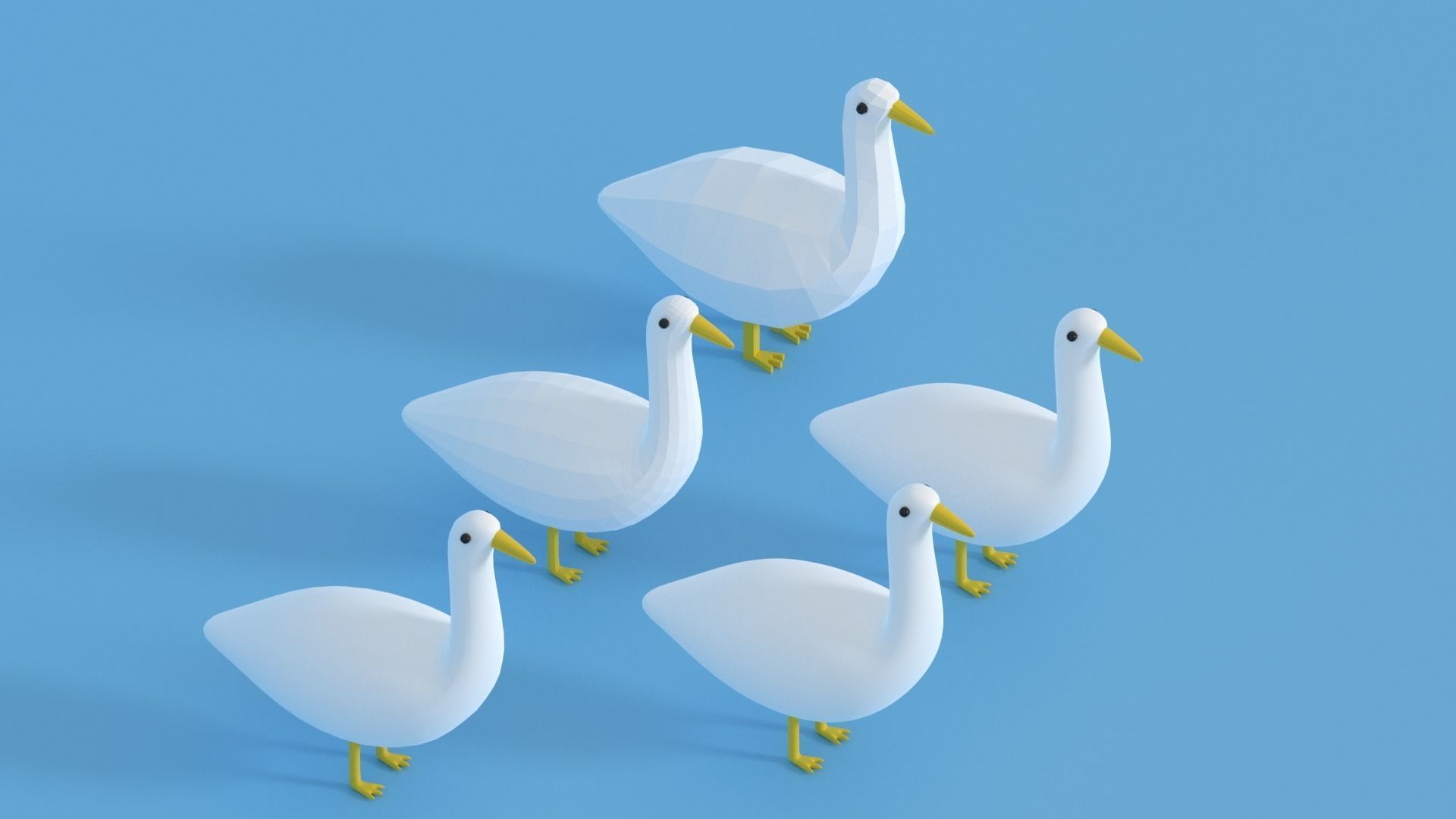 Cartoon Goose Low-poly 3D model_14