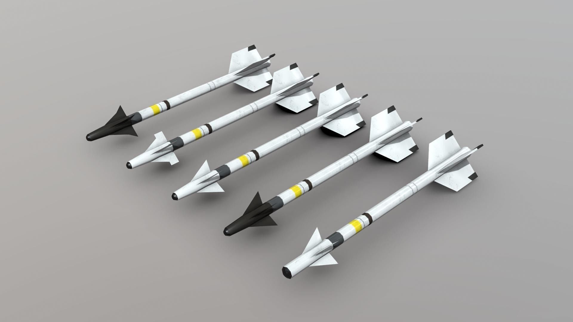 AIM-9 Sidewinder Pack Low-poly 3D model_1