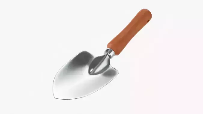 Short garden shovel with handle 3D model