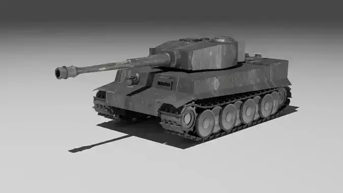 Low Poly Tiger Tank Low-poly 3D model