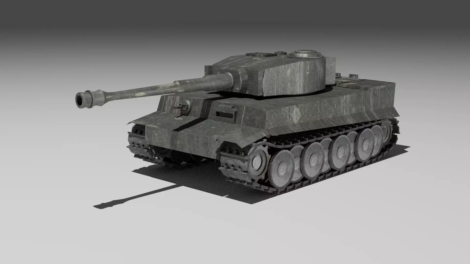 Low Poly Tiger Tank Low-poly 3D model