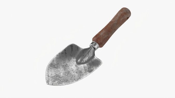 Short garden shovel with handle dirty 3D model