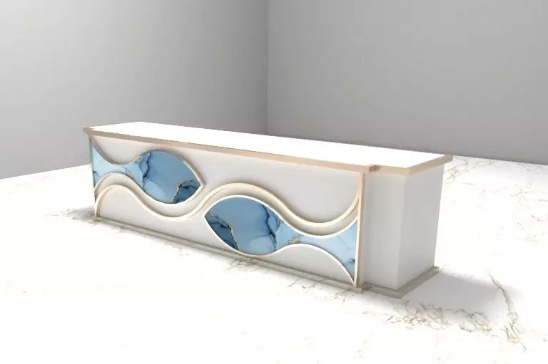 counter reception desk with fishes 3D print model
