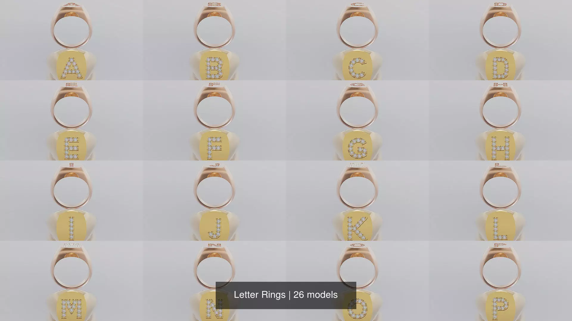 Letter Rings 3D Model Collection_1