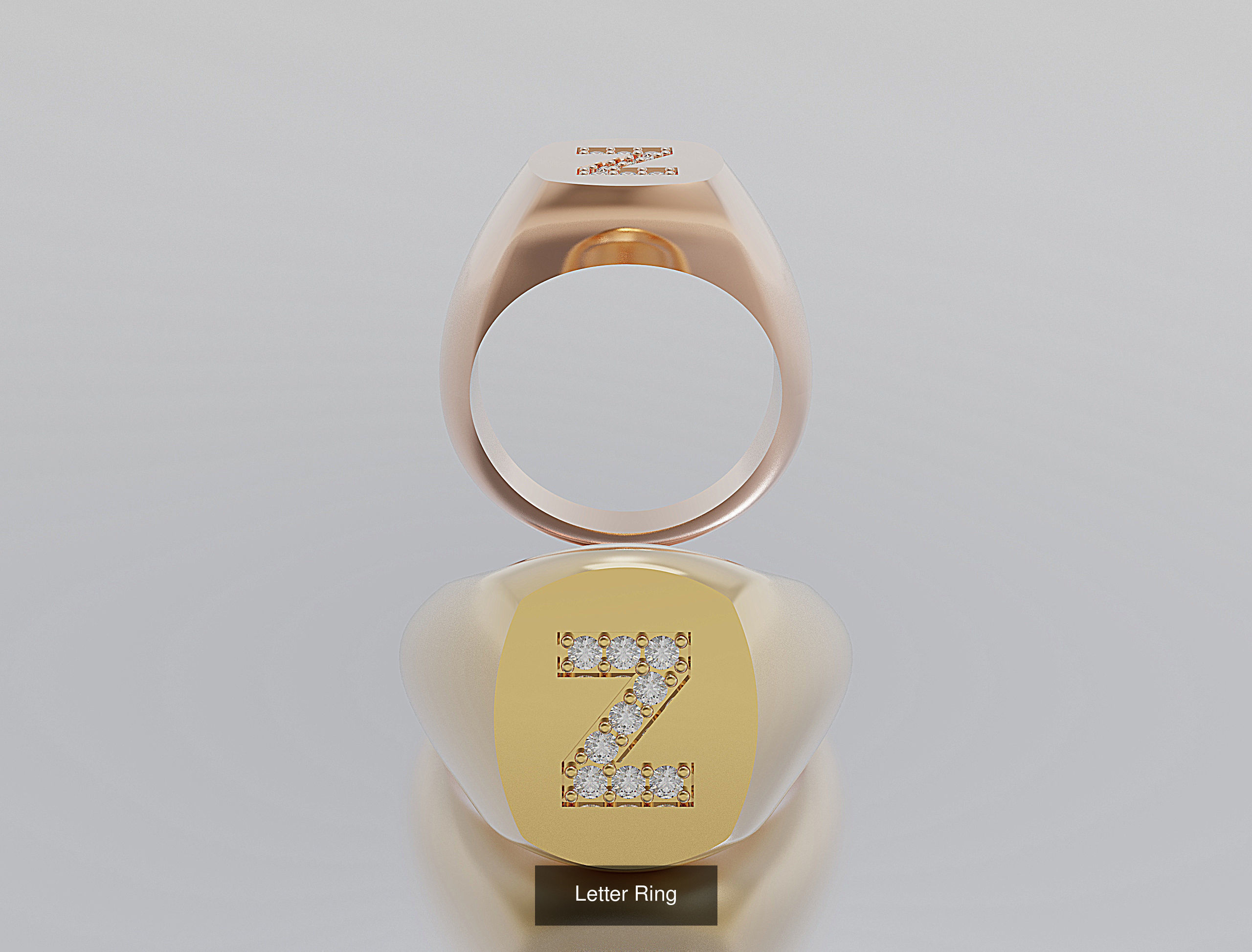 Letter Rings 3D Model Collection_29