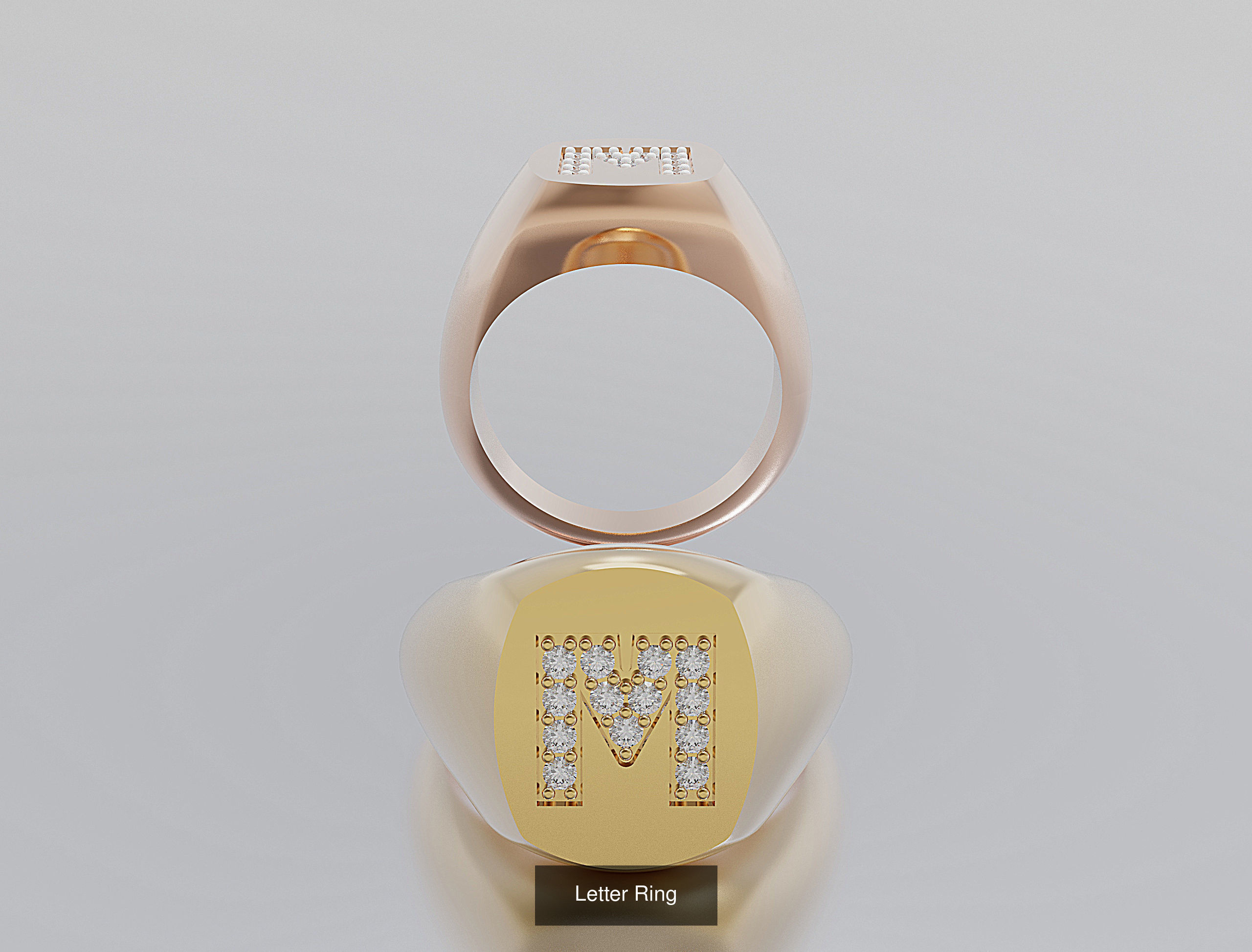 Letter Rings 3D Model Collection_16