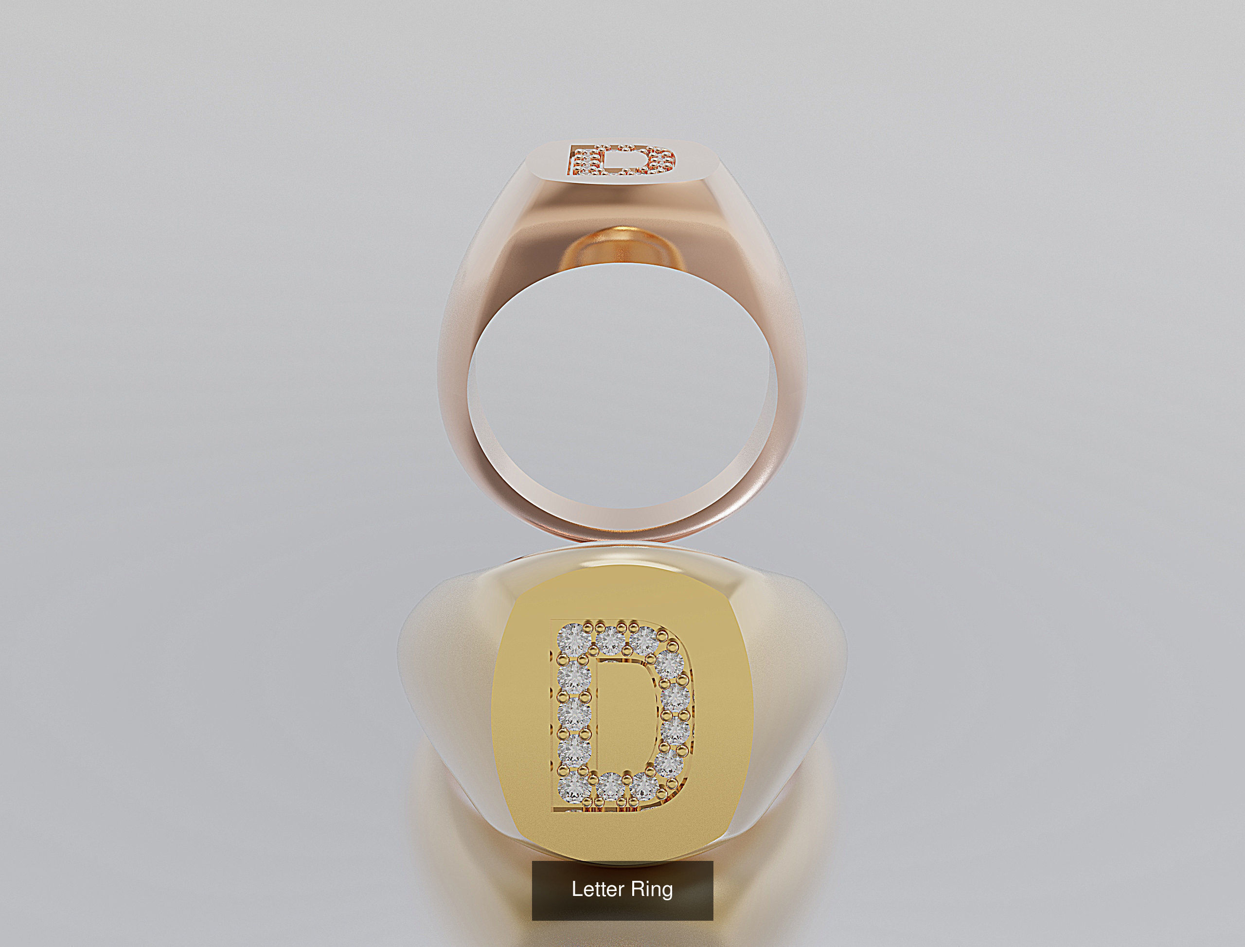 Letter Rings 3D Model Collection_7