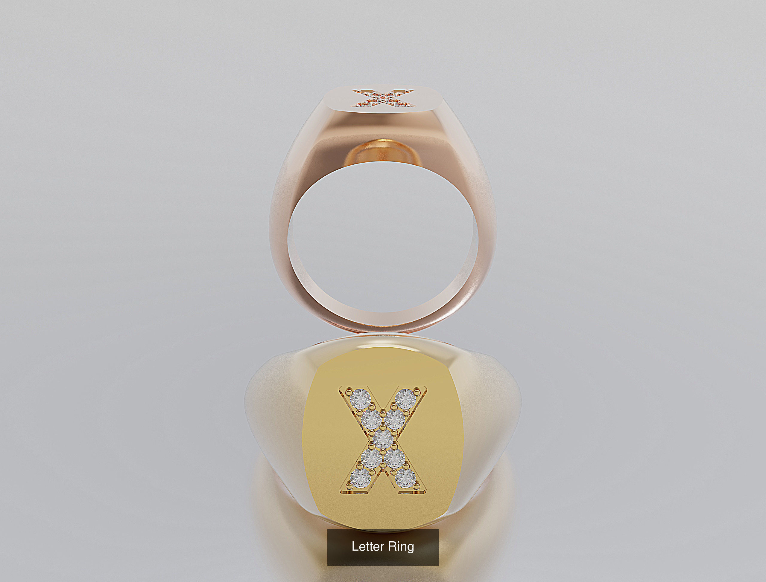 Letter Rings 3D Model Collection_27