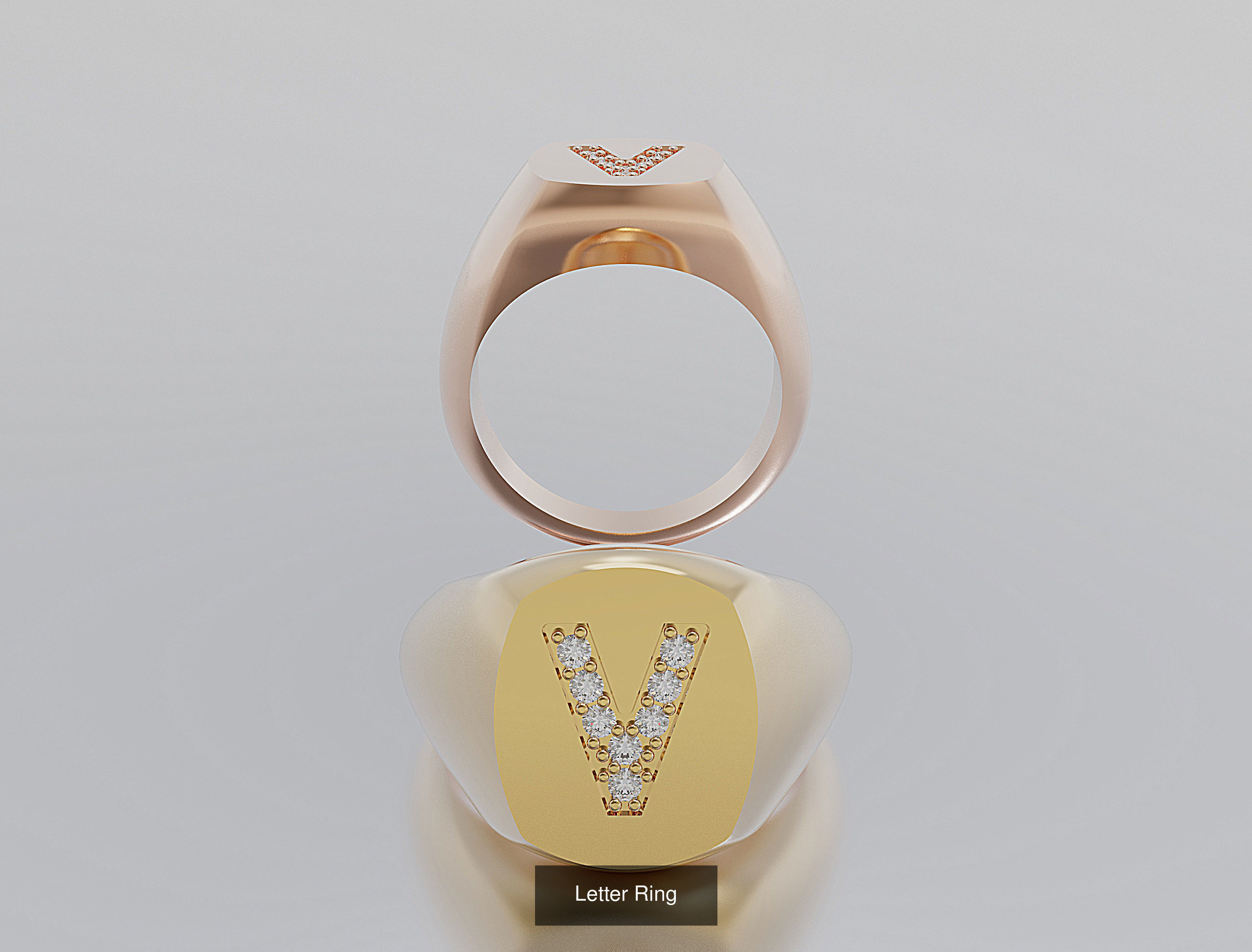 Letter Rings 3D Model Collection_25