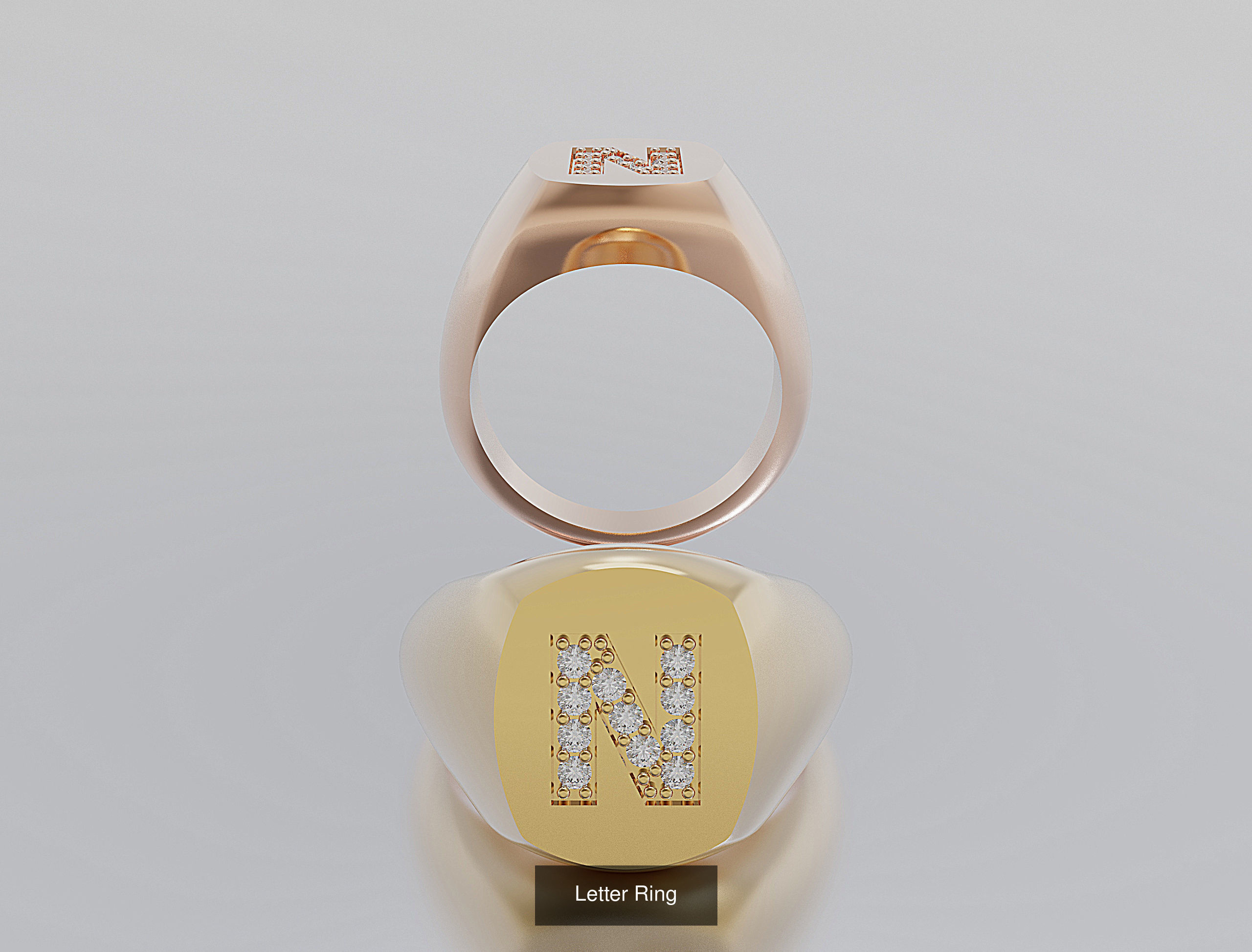 Letter Rings 3D Model Collection_17