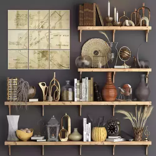 Decorative set vintage shelves - wall art