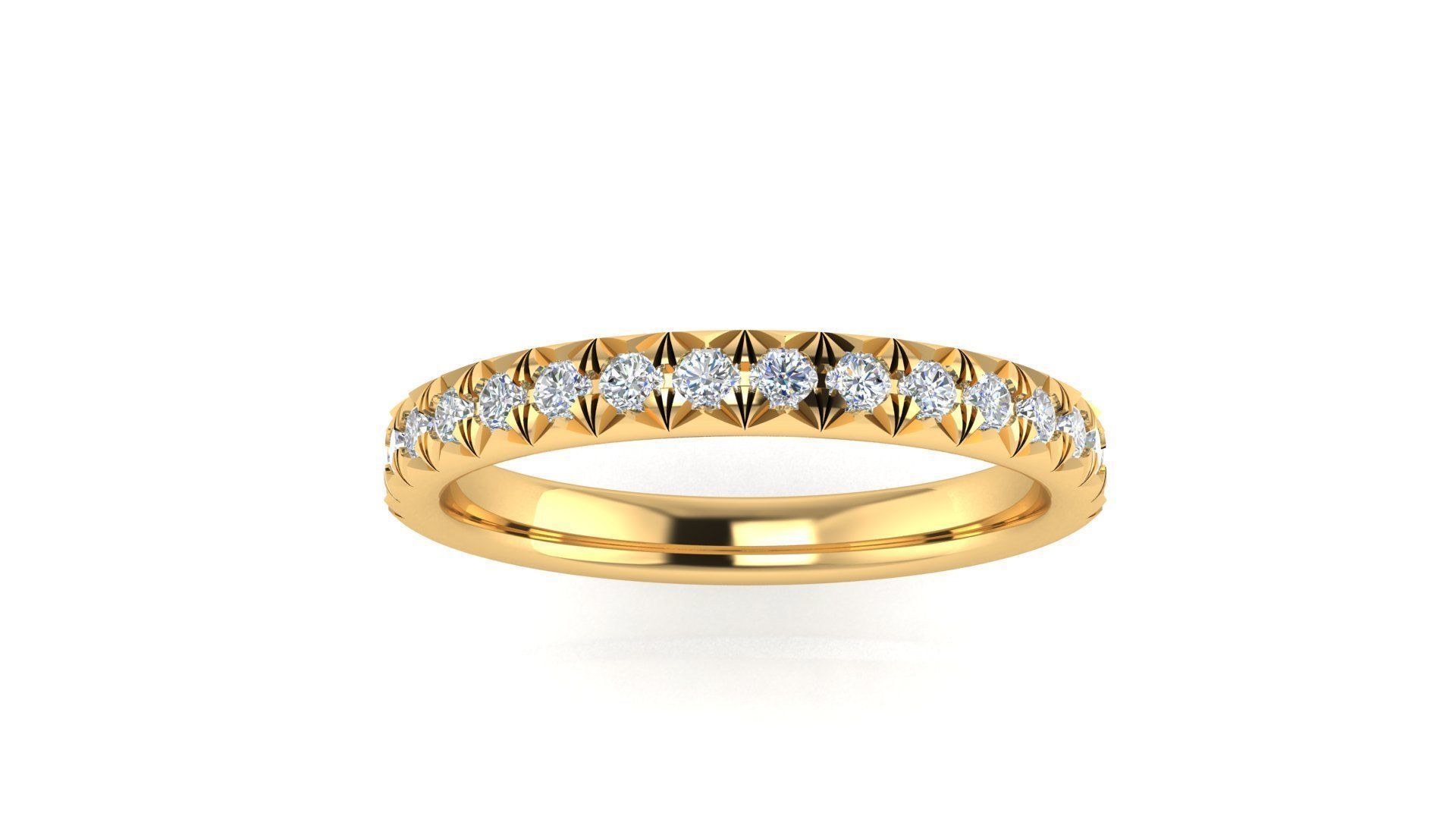 French pave setting Ring 3D print model_1