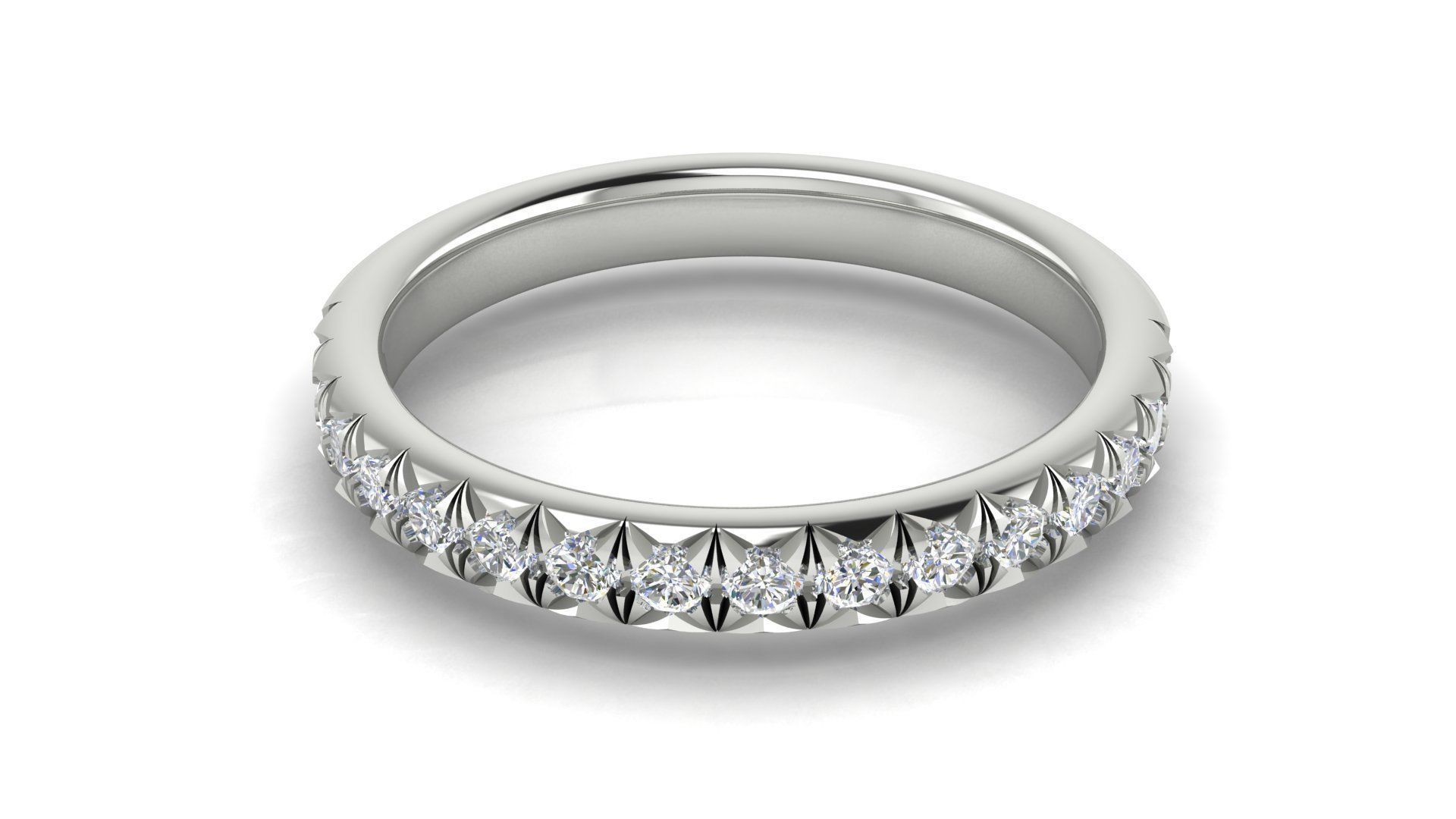 French pave setting Ring 3D print model_4