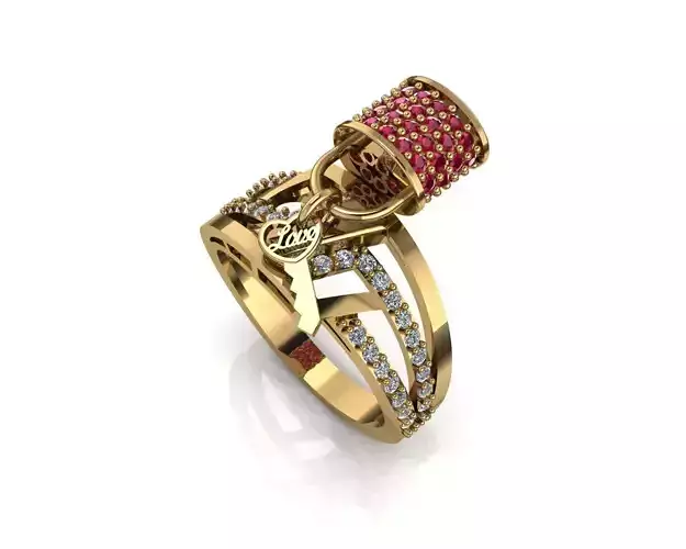lock and key ruby diamond ring