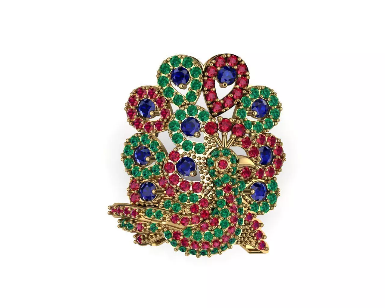 peacock ruby sapphire emerald luxury ring version 2 3D print model