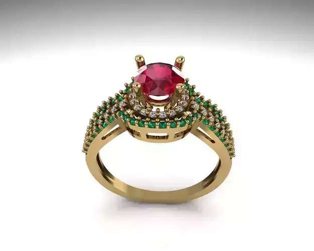 Ruby emerald diamond luxury ring