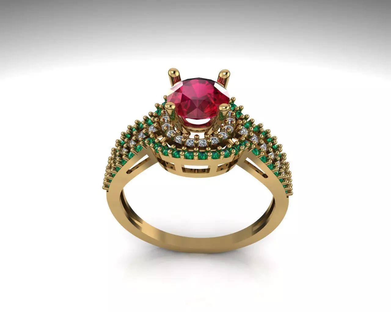 Ruby emerald diamond luxury ring 3D print model_0