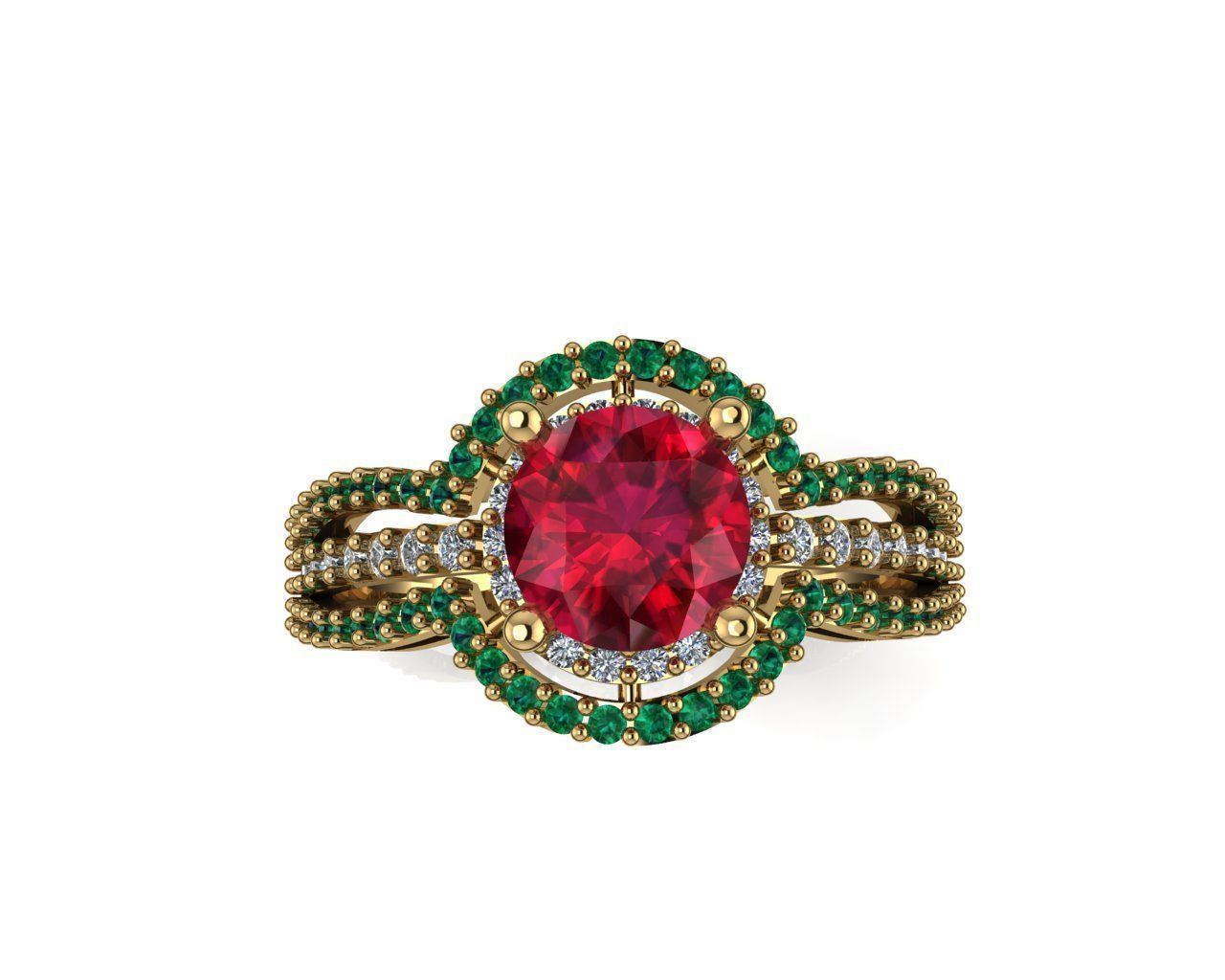 Ruby emerald diamond luxury ring 3D print model_3