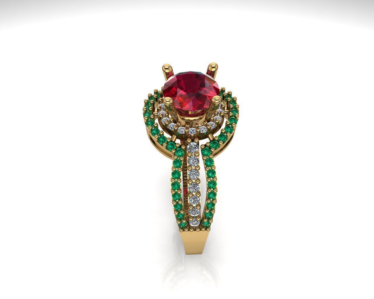Ruby emerald diamond luxury ring 3D print model_4