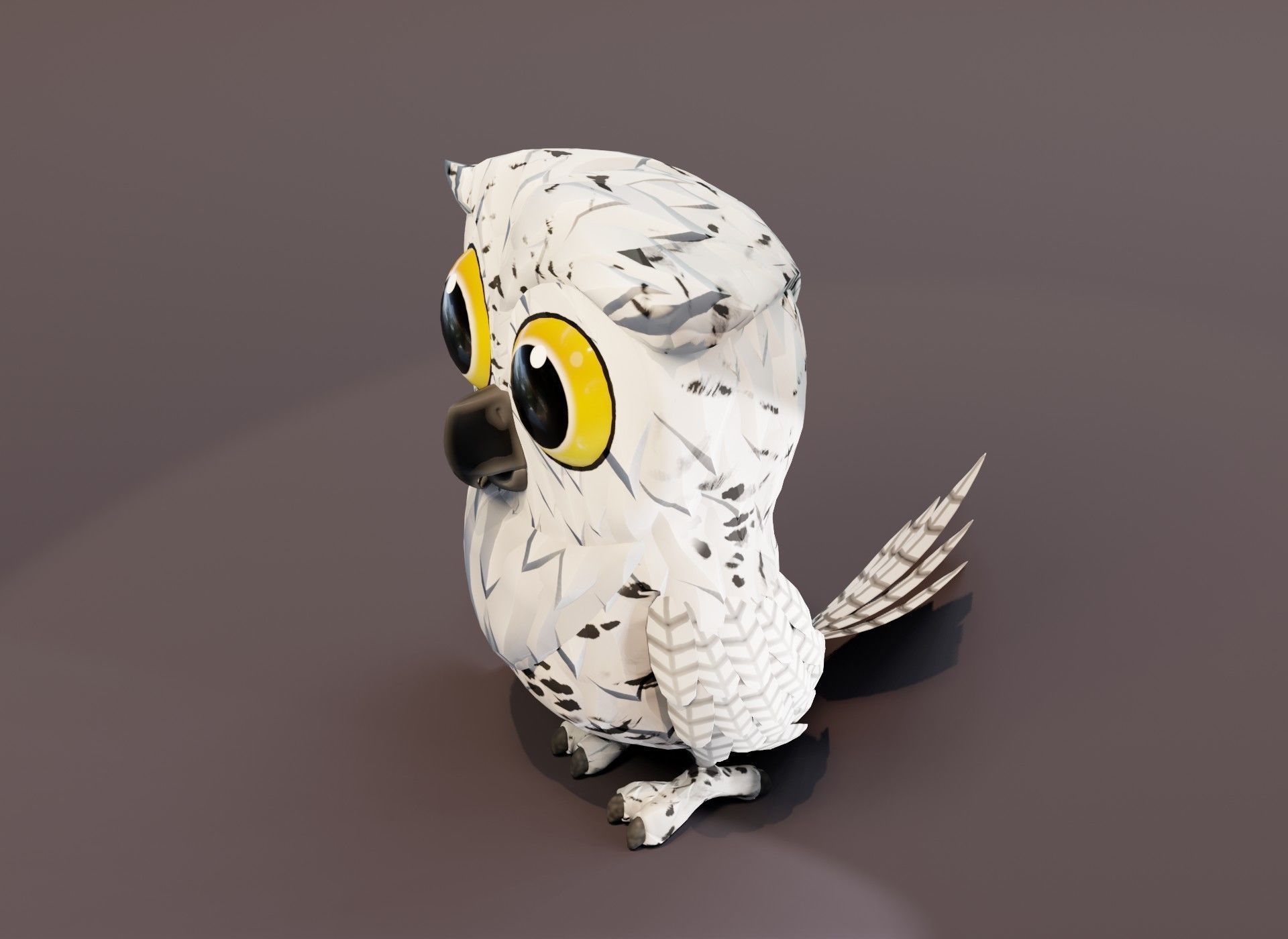 Cartoon Snowy Owl Rigged 3D Model Low-poly 3D model_12