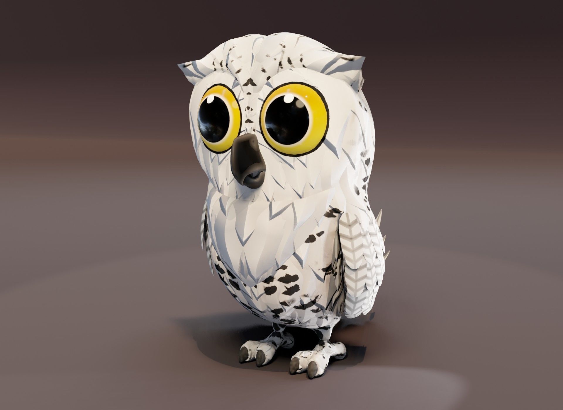 Cartoon Snowy Owl Rigged 3D Model Low-poly 3D model_15