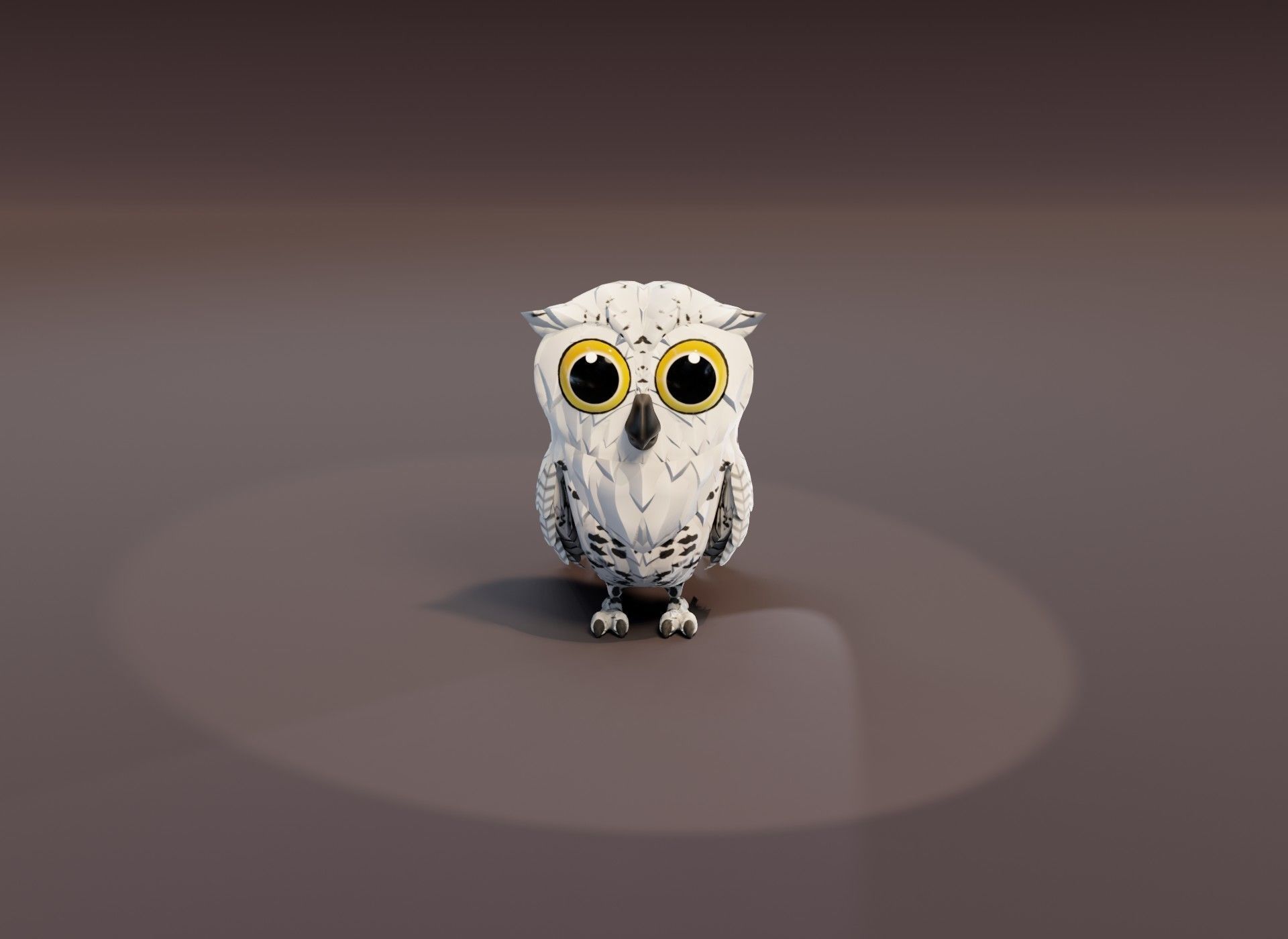 Cartoon Snowy Owl Rigged 3D Model Low-poly 3D model_3