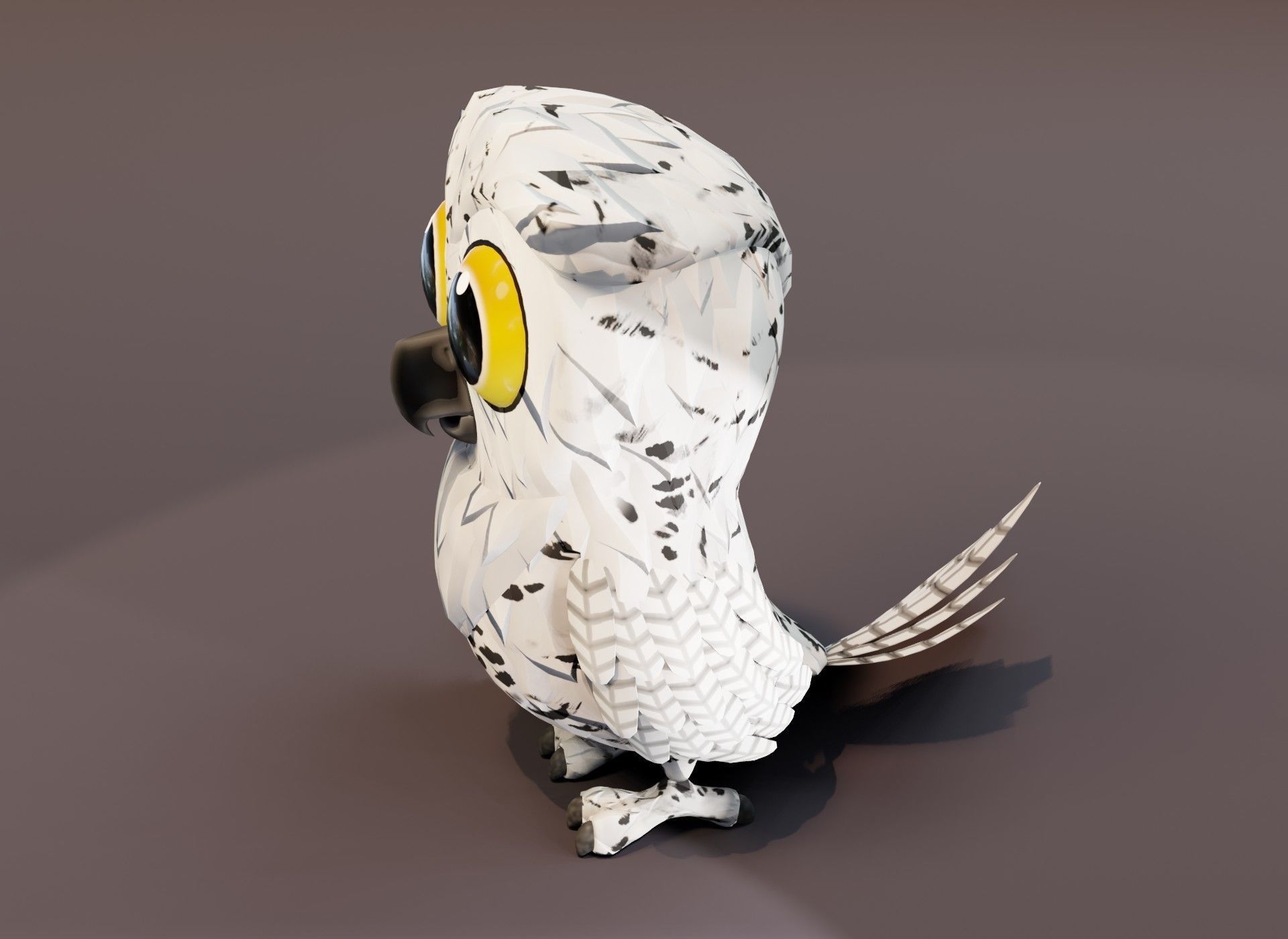 Cartoon Snowy Owl Rigged 3D Model Low-poly 3D model_11