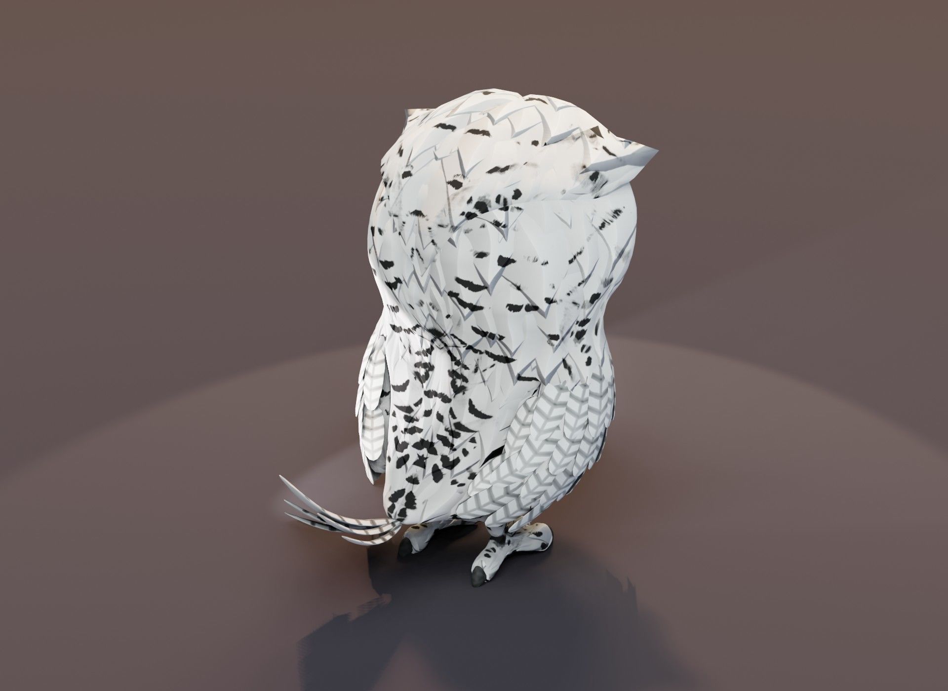 Cartoon Snowy Owl Rigged 3D Model Low-poly 3D model_6