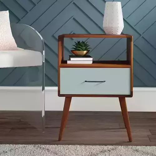 Emera Wood End Side Nightstand Table - 3 Colour