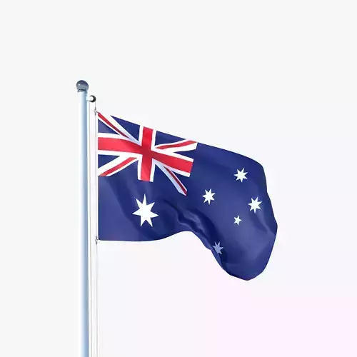 Animated Flag of Australia Low-poly 3D model