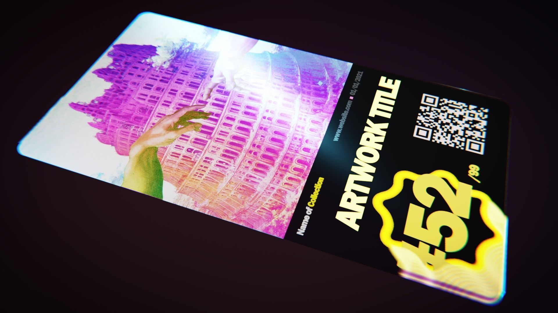 Holographic crypto card NFT Template - animated in Blender Low-poly 3D model_7