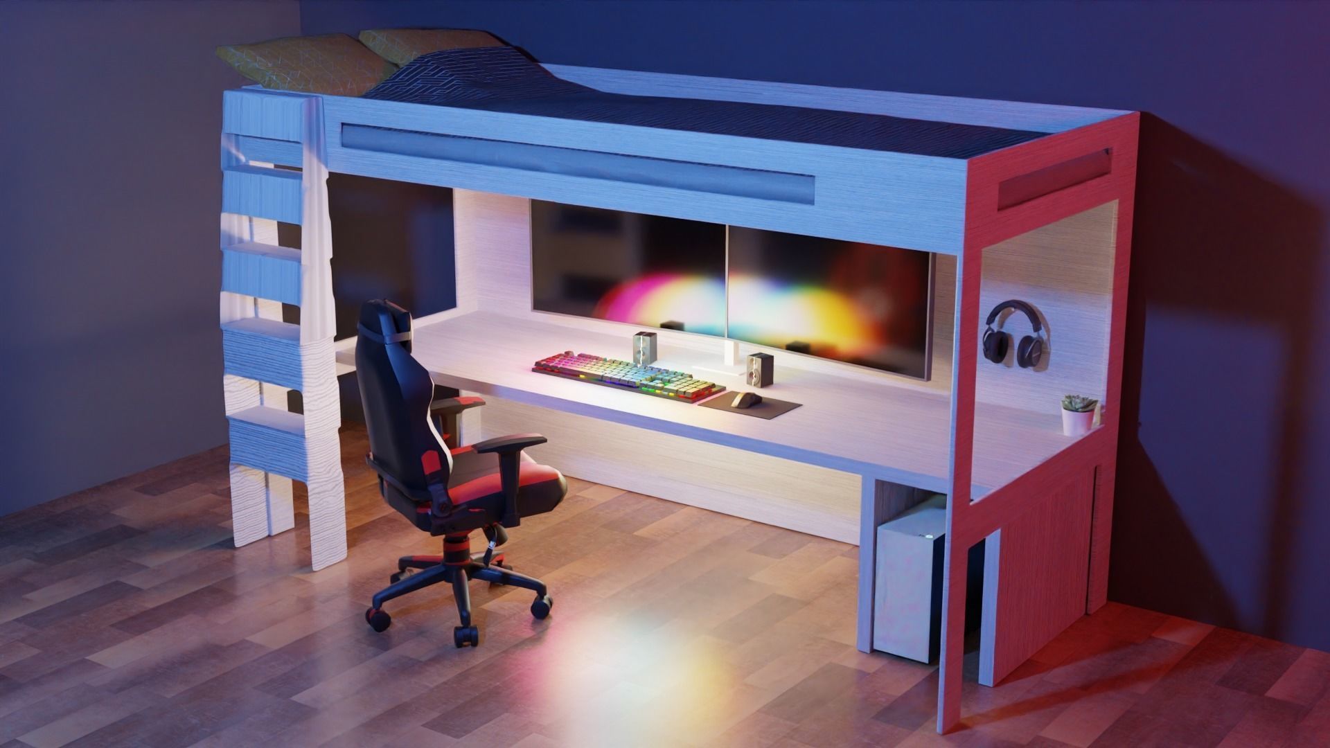 Bunk Bed Gaming Setup free 3D model CGTrader