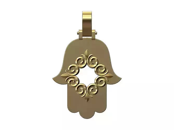 Floral motif hamssa pendant with bail 