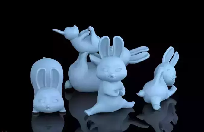 rabbits group of bunny figurines