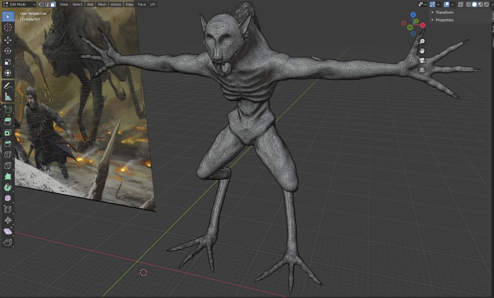 Mythical-beast-wolf creature 3D model_4