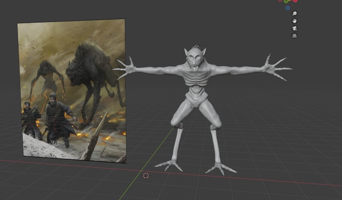 Mythical-beast-wolf creature 3D model_2