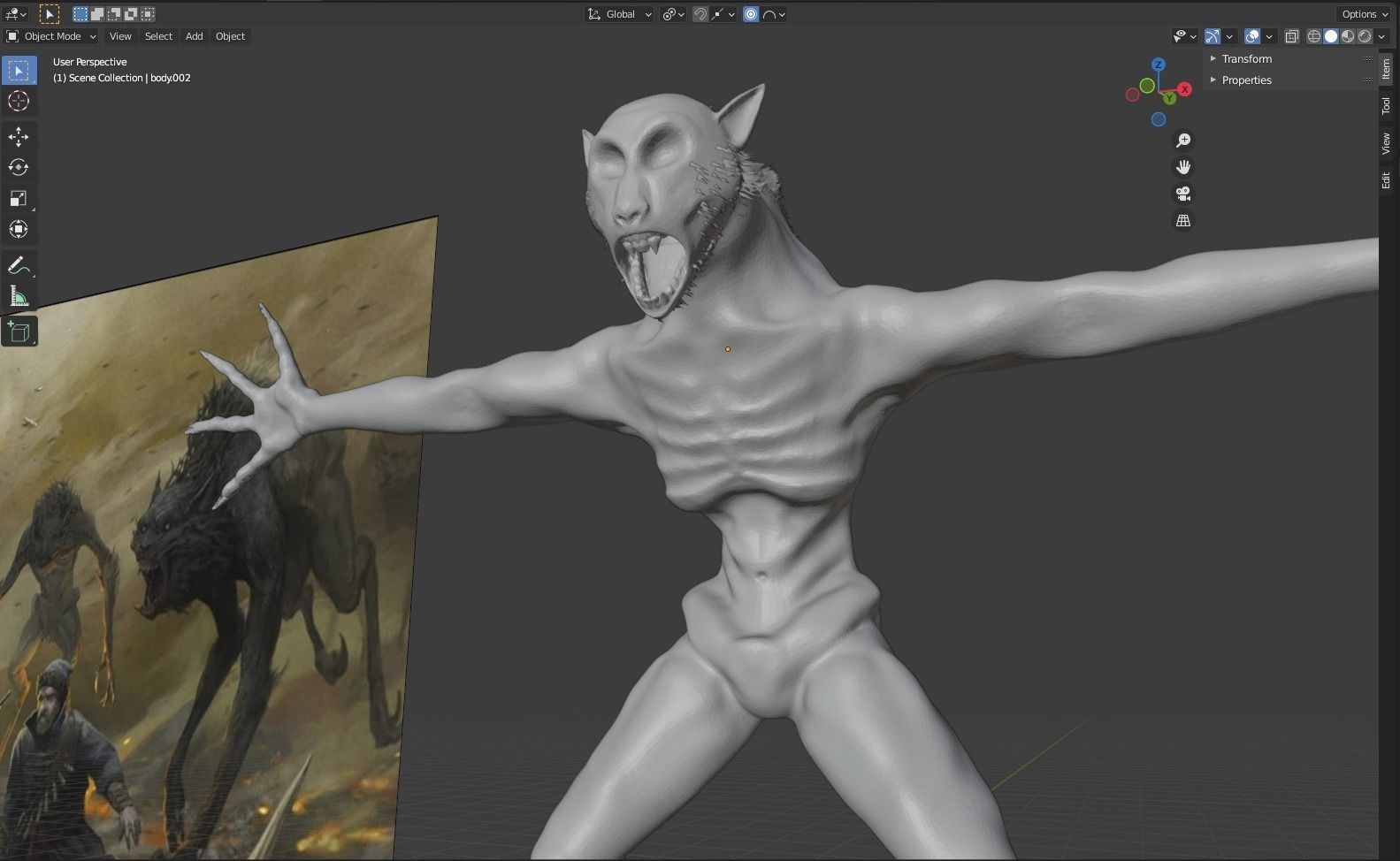 Mythical-beast-wolf creature 3D model_3